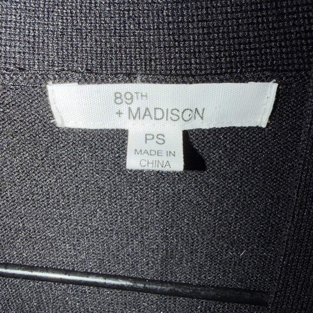 89 + Madison Open Front Long Sleeve Black Cardigan Sweater Womens Size PS Pocket - Picture 2 of 10